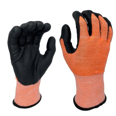 China Anti Flexible Cut EN388 15 Gauge CE ANSI A4 PE Coating, Palm Coated Microfoam Nitrile 4X42E Work Glove for sale