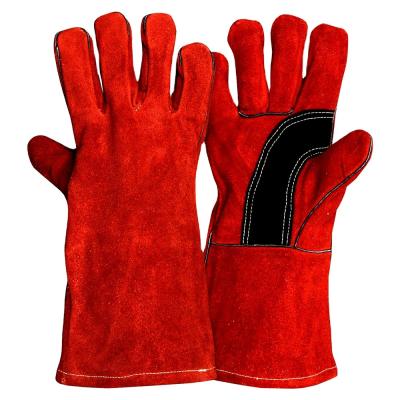 China Wholesale Anti Heat Safety Welding Long Cuff Cowhide Leather Hand Heat Resistant Gloves for sale