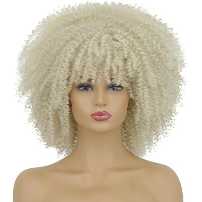 China Wholesale Cheap Natural Looking Lace Up Non Braided Ombre Blend For Women Heat Color Colored Bob Curly Afro Synthetic Hair Wigs With Resistance Fiber for sale