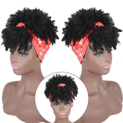 China OEM and ODM Pretty and Soft Kinky Curly Braided Wigs Headband Headband with Tied Headband for Black Women Colored Synthetic Hair Deep Wave Wigs Vendors for sale