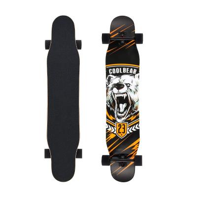 China Professional Skater Wholesale 7 Layers Maple Double Kick Wooden Deck Beginner Concave Board Dance Longboard Skateboard Complete for sale