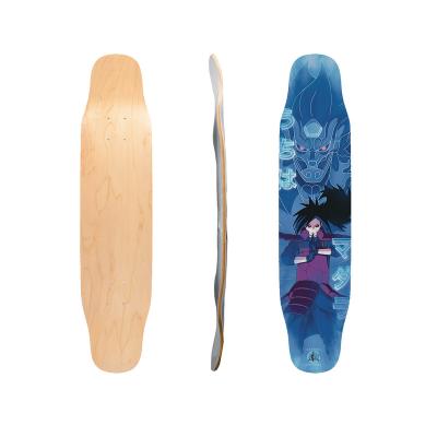 China Cheap Pro Skater Inclined Dancing Style 7-Layer Maple White White Longboard Double Concave Deck For DIY for sale