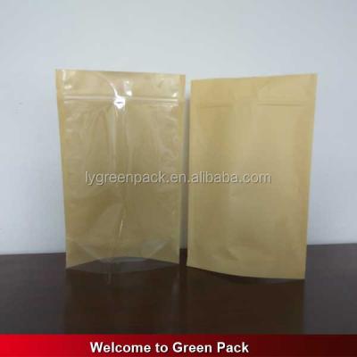 China Recyclable Stand Up Zipper Paper Bags With A Side Transparent And Customized Stand Up Ziplock Pocket for sale