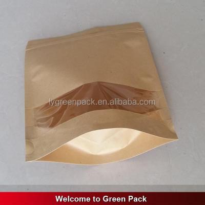 China BIODEGRADABLE Laminated Brown Kraft Aluminum Foil Bag With Window And Zipper for sale