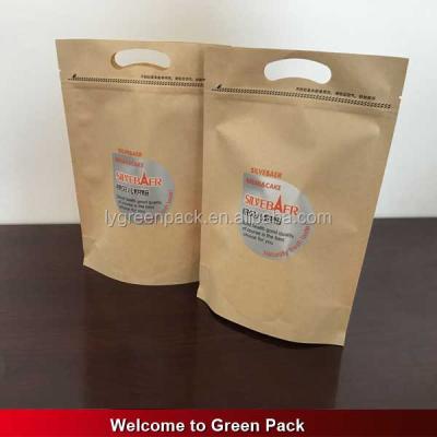 China Customized Moisture Proof Design Stand Up Bag With Zip Lock Brown Kraft Paper Plastic Bags Bread Baking Packaging Bags Resealable for sale