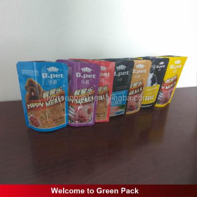 China BIODEGRADABLE pet food bag printed glossy finish aluminum foil bag/heat seal foil small packets/stands up zip lock for sale