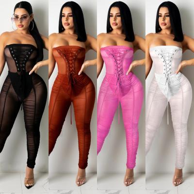 China Anti-pilling Overall Strapless Mesh See Women One Piece Anti-pilling Overall Fashion Wholesale for sale