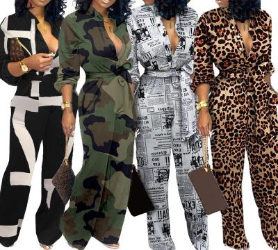 China Overalls one-piece women's anti-pilling camouflage leopard overalls loose fashion wholesale anti-pilling for sale