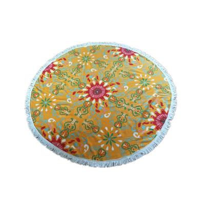 China QUICK DRY Microfiber Warp Sublimation Brush Printing Large Round USA Market Beach Towel for sale