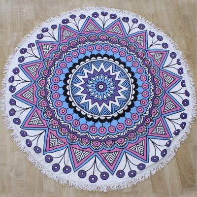 China Soft Fashion Microfiber Beach Towel Quick Dry Customized Printing Multicolor 100% Round Blanket for sale