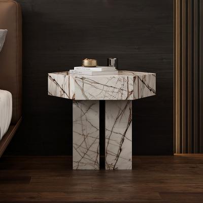 China Unique Design Fashion Natural Marble Marble Table Bedroom Furniture Durable Marble Bedside Table for sale