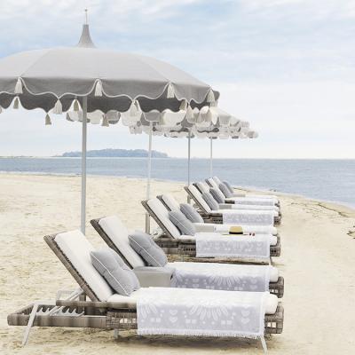 China Wholesale Modern 2.5m Gray Pagoda Patio Umbrella With Tassel for sale