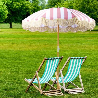 China Modern Patio Umbrella With Fringe Tassel Umbrella Outdoor Wood Pole for sale