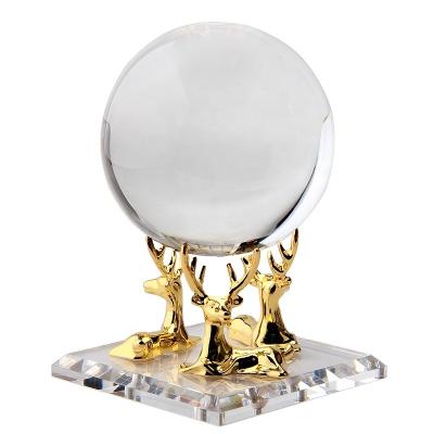 China Original New Design Deer Crystal Ball Jade Horizontal Square Modern Acrylic Basic Glass Spheres Stone Ball for sale