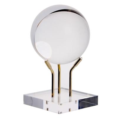 China Europe Metal Arm Display Stand Easel With Crystal Ball Acrylic Base Stand Mineral Holder for sale