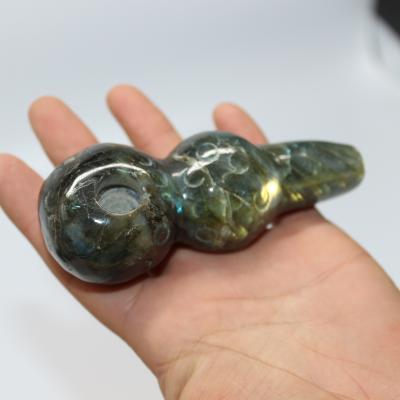 China Wholesale Natural Hand Made Gourd Shape China Eigh Stone Crystal Labrador Smoking Pipes for sale