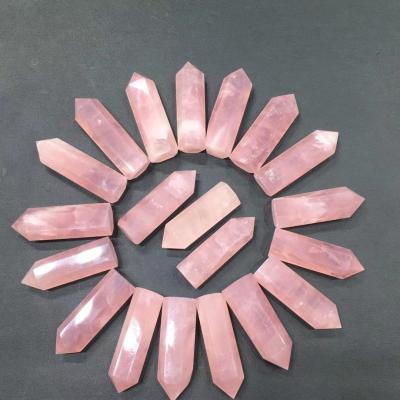 China Wholesale Natural Crystal Healing Wand Points For Decoration From China Crystal Stone Small Rose Quartz Tower for sale