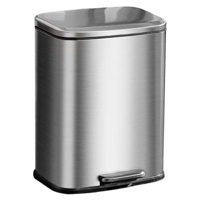 China 2022 New Mini 6L/13L Stainless Steel Fingerprint Proof Waste Bin Viable Non-Slip Pedal Trash Can For Bathroom Bedroom Pedal Trash Can for sale