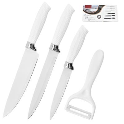 China 2022 New Viable 4 PCs Set Mesh Handle Stainless Steel Kitchen Knife Set Gift Box Packing With Fruit Knife Melon Planer All Use Knife for sale