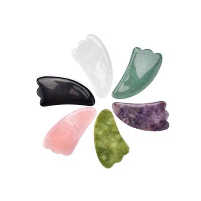 China Hot Sale Crystal Gua Sha Facial Tools Black Cheap Face Set Body And Face Health Care for sale