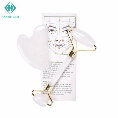 China Hot Selling White Double Rollers Facial Jade Roller Set Face Massage Roller for sale