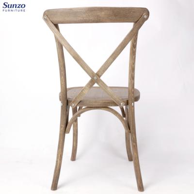 China Hotel Chair Stackable Wooden Cross Back Chair Wedding Chair Wooden Banquet Chair for sale