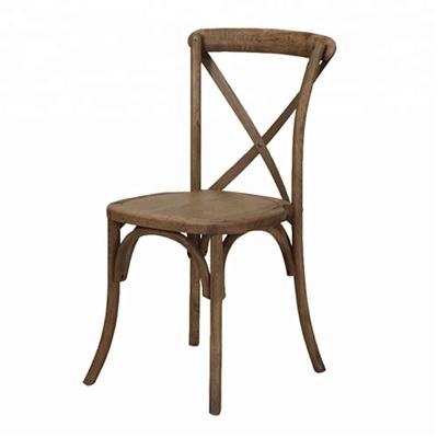 China Solid Wood New Product X Back Chair Stackable Cross Back Chair for sale