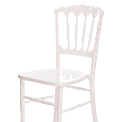 China Hot-selling Farmhouse Stacking White Solid Wood Wedding Chairs With Cushion for sale