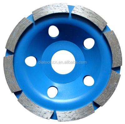 China Mental Link with Diamond OD105mm Single Row Diamond Grinding Cup Wheel for Concrete and Stone for sale