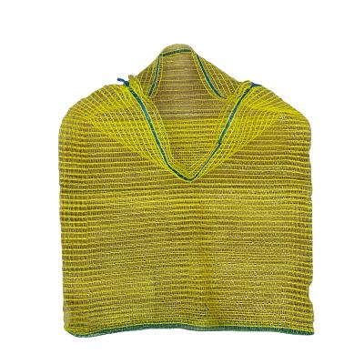 China Agriculture 50x80cm Yellow With Green Bottom Net Vegetable Fruit Mesh Bags Raschel Net Bag for sale