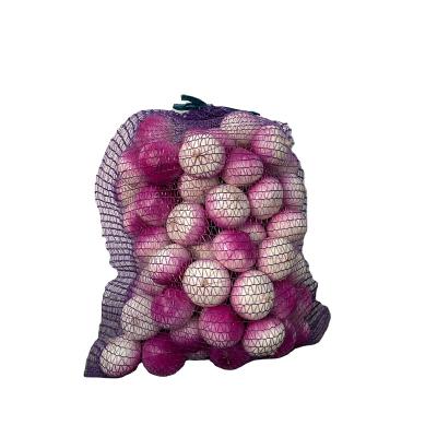 China Red color agriculture and pe bag violet material drawstring mesh tote bag with factory price for sale