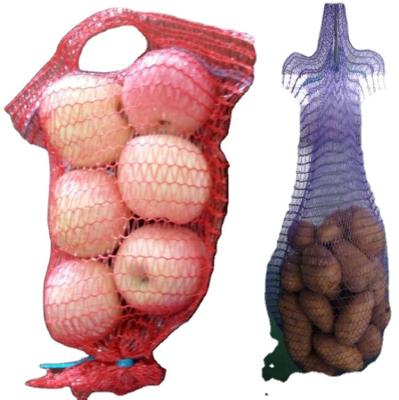 China Agriculture FACTORY HANDLE Raschel Bag Customized PE Raschel Mesh Expandable Bag For Vegetables for sale