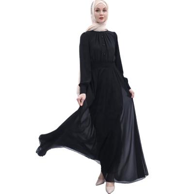 China 2021 Breathable Fashion Solid Color Long Sleeve Dubai Muslim Traditional Dress for sale