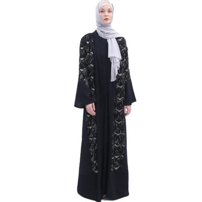 China Fashion Selling Fashion Sequins Style Breathable Traditional Loose Horn Long Sleeve Loose Muslim Dress for sale