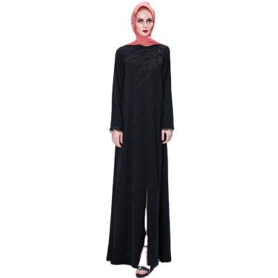 China Islamic Abaya 2021 Fashion Beaded Flower Long Sleeve Long Abaya Dress for sale