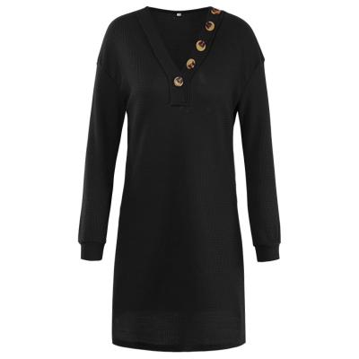 China Breathable Elegant Casual Women Dress With Long Sleeve, V-neck for sale