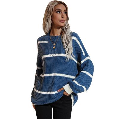 China Professional Custom Made Women's Sweater QUICK DRY Round Neck Autumn Pullover Striped Oversize Long for sale