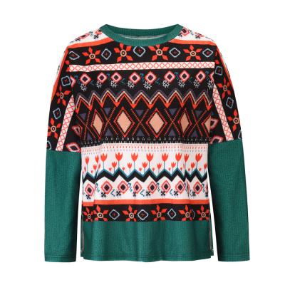 China 2021 New QUICK DRY Long Sleeve Pullover Sweaters Women Autumn And Winter Christmas Print Sweater Bat Loose Tops for sale