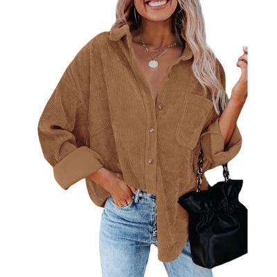 China Casual Coat Sleeve Shirt Ladies Autumn Long Sleeve Blouses Corduroy Women's Blouses Anti-Shrink Long for sale