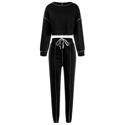 China New Design Breathable Casual Two Piece Set Long Sleeve Long Pants For Causal And Gym For Women Two Piece Set for sale