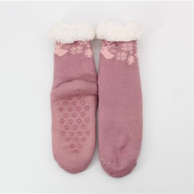 China Fashion Color Style Beautiful Snow Antibacterial Custom Made High Quality Cashmere Socks Non Slip Floor Adult Women Warm Snow Sock for sale