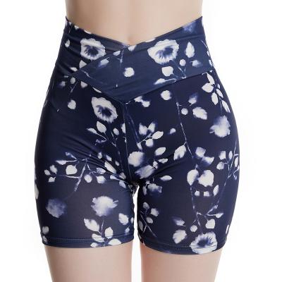 China Antibacterial Sportswear Antibacterial Fitness Gym Sportswear Ladies Workout Ladies Low Waist High Printed Tight Yoga Pants Shorts for sale