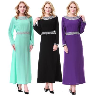 China Silver Floral Long Dress Ladies Peach Wool Color Anti-Static High Quality Casual Long Sleeve Long Dress Ladies Dress for sale