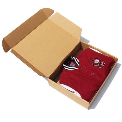 China Custom Logo Recyclable Recycled Biodegradable Corrugated Clothing Boxes Packaging Boxes Apparel Kraft Paper Apparel Box for sale