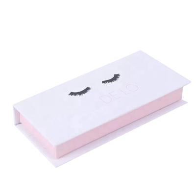 China Free Sample Logo Eyelash Packaging Box Recyclable Magnetic Magnetic Wick Empty Box White Gift Box for sale