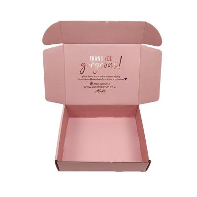 China Recyclable Custom Logo Pink Shipping Box Double Side Printing Ad Box Skin Care Packaging Box for sale