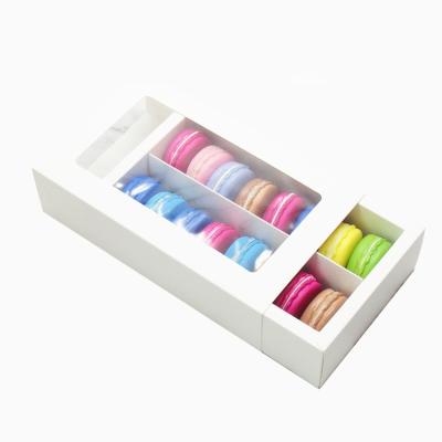 China Custom Design Recyclable Take Away Food Box Elegant Macaron Packaging Gift Box Colored Macaron Box for sale