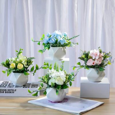 China Decorative Indoor Artificial Potted Flower With Ceramic Flower Pot For Decoration for sale