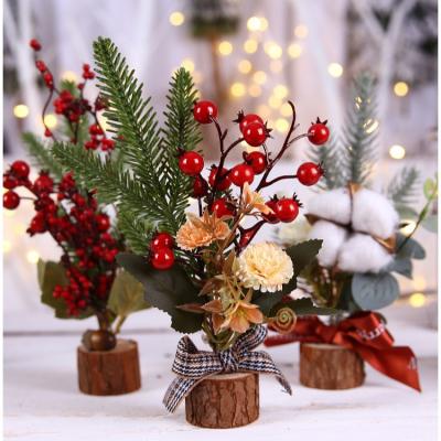 China PVC+MDF Home Ornament Christmas Ornament Simulation Christmas Tree Decoration Artificial Flower for sale