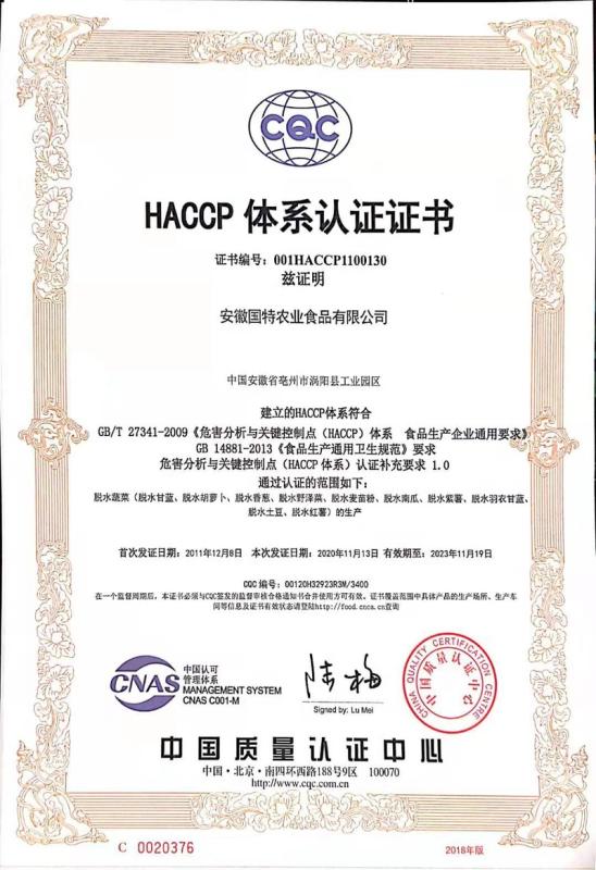 HACCP - China Mark Foods Co., Ltd.